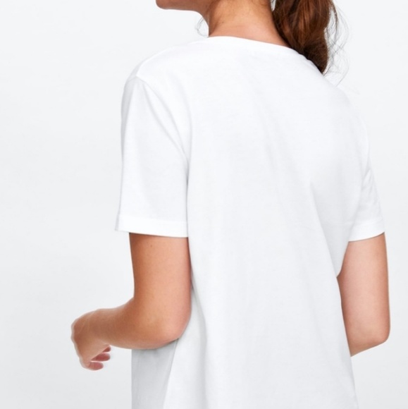 Zara White short sleeve tee with necklace attached Med. Casual Festival All-in-1 - Picture 5 of 8